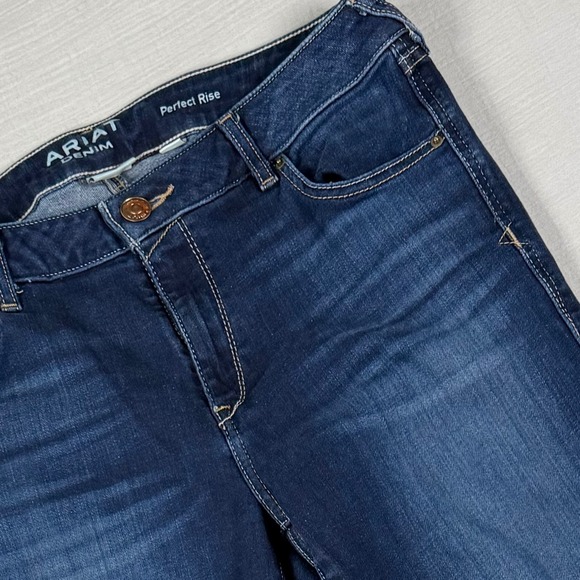 Ariat Denim - Ariat Denim Perfect Rise Flare Jeans Women 32L Whiskered 34x34 Cowgirl Stretch